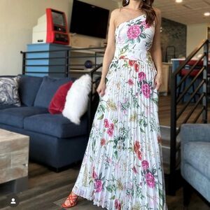 Betsy & Adam One Shoulder Cutout Pleated Dress NWT